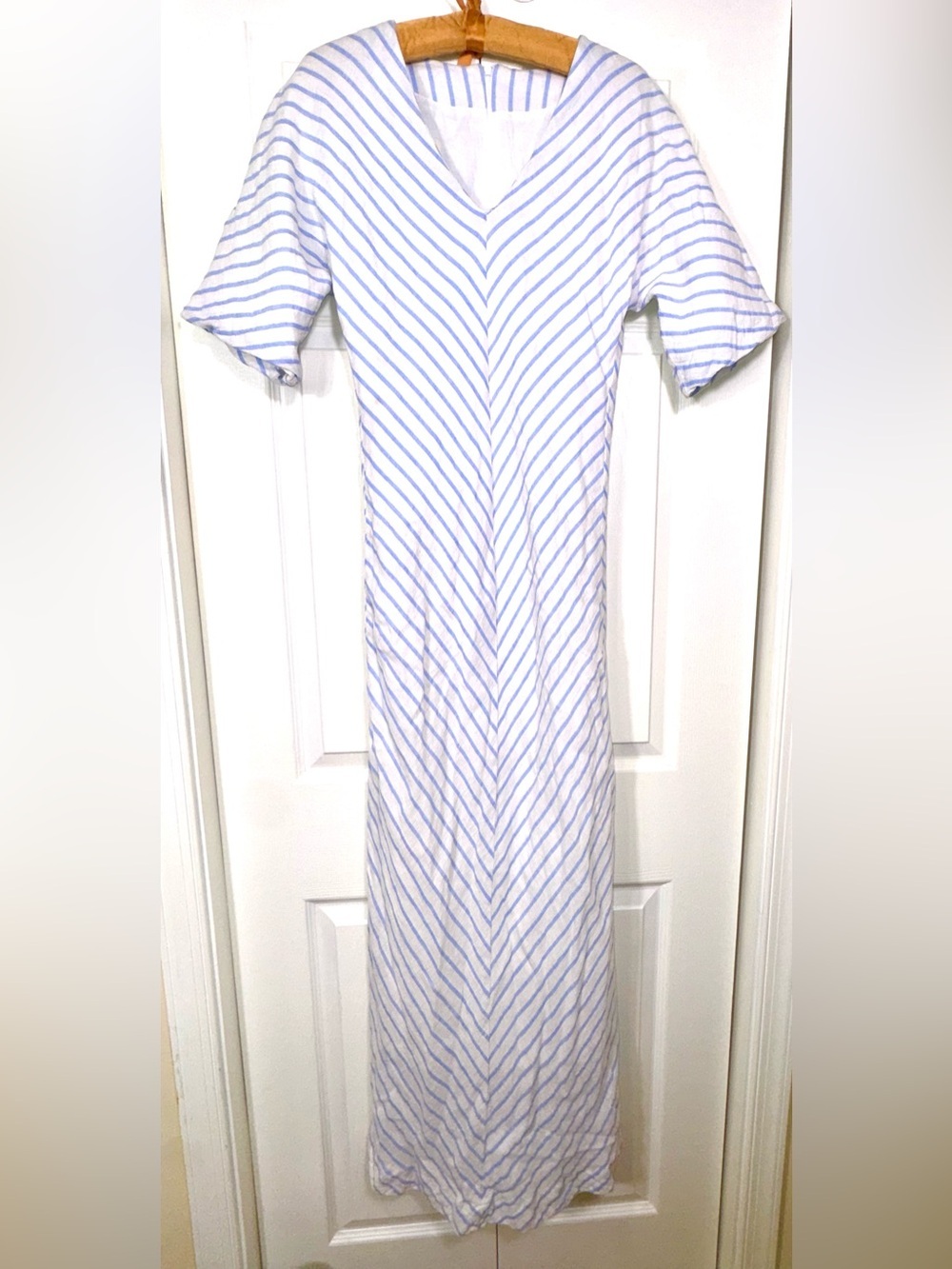 Olivia Joffrey Santa Cruz Cabana Dress | Blue White Stripe Maxi | Size Small EUC